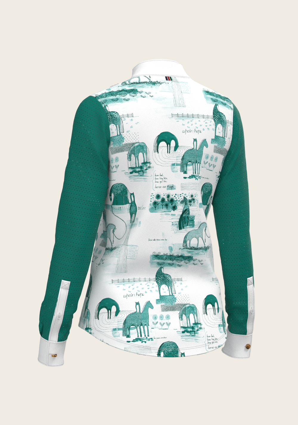 Daydreaming Horses in Green Short Pleated Long Sleeve Show Shirt - Equine Exchange Tack Shop