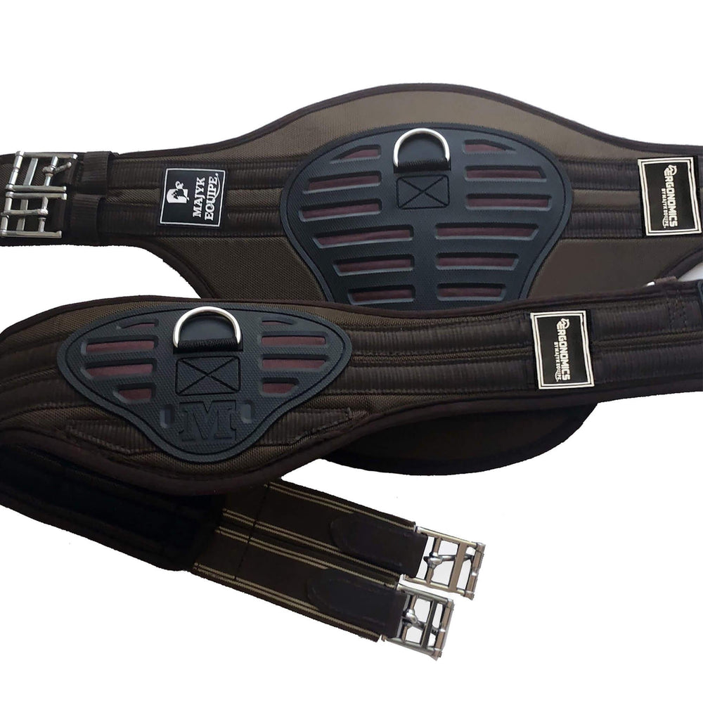 Majyk Equipe Superhorse Monoflap Girth featuring a neoprene-free liner on a pure white background.