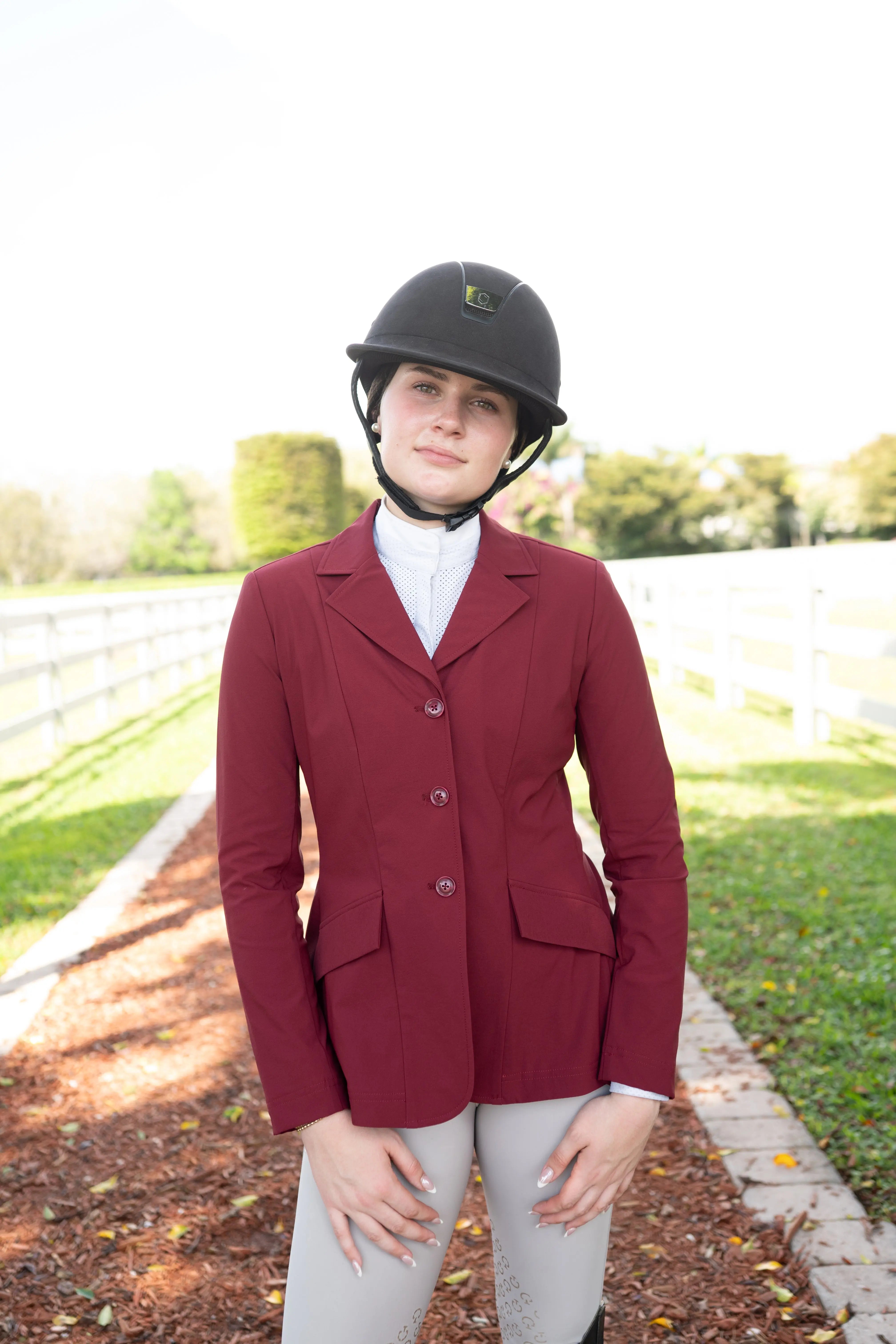 Grand Prix Ladies EQJ 3 Button Show Coat -Burgundy