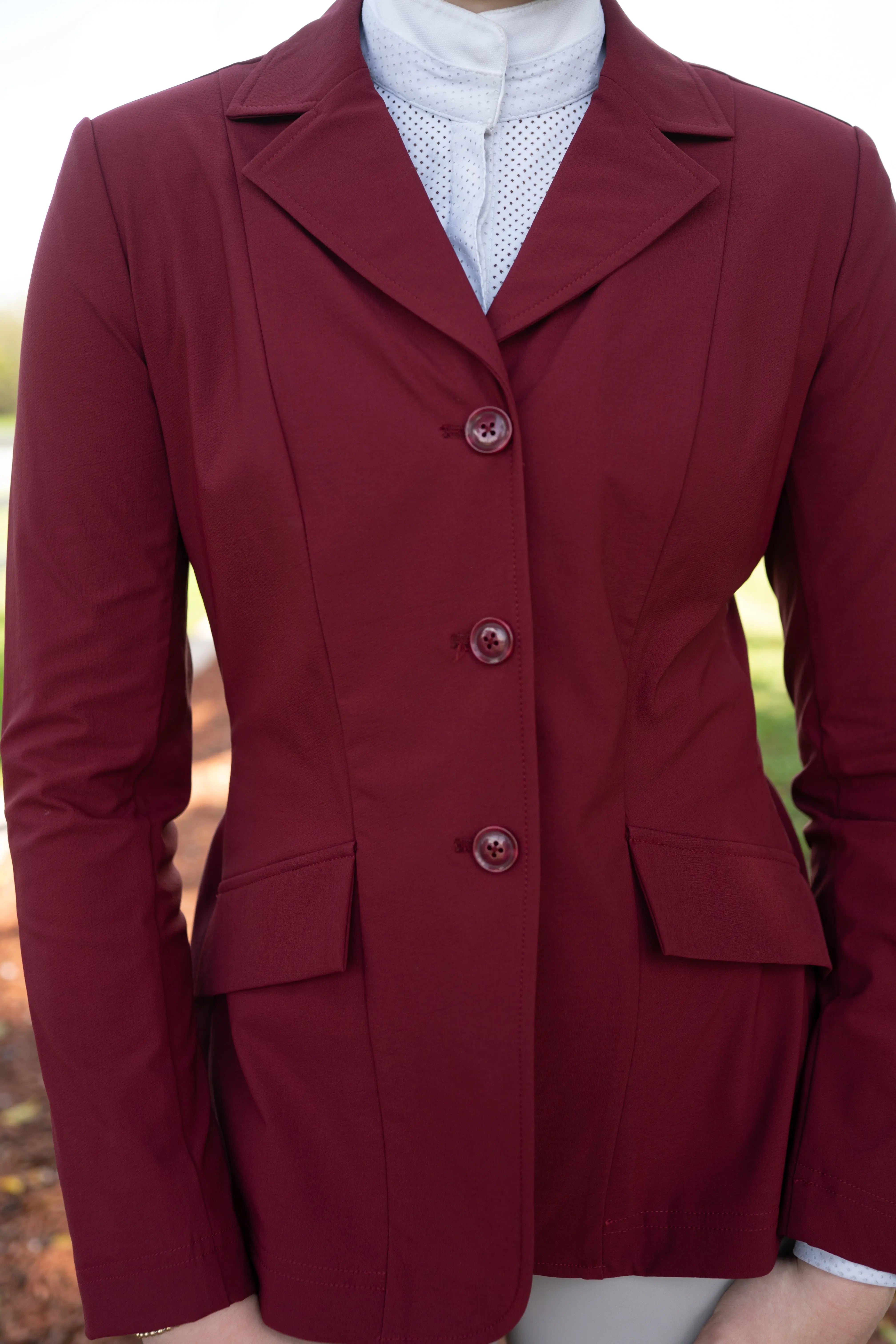 Grand Prix Ladies EQJ 3 Button Show Coat -Burgundy