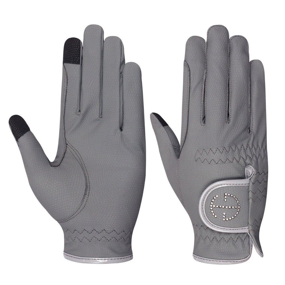 Halter Ego® Riding Gloves - Gray & Silver Shade Crystal Crystal Logo - Equine Exchange Tack Shop