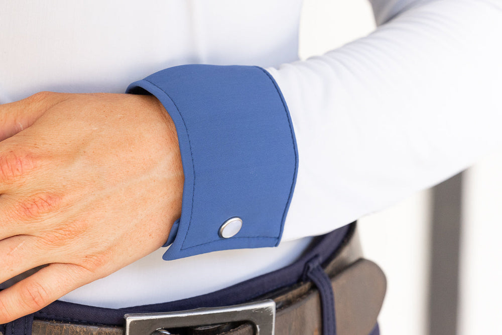 Roxana - French Gray & Cadet Blue Long Sleeve Riding Shirt - Equine Exchange Tack Shop