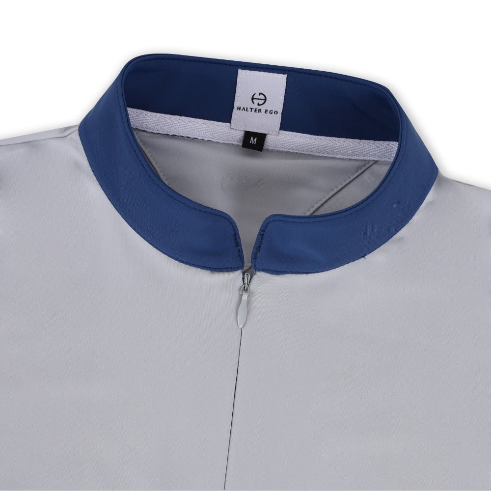 Roxana - French Gray & Cadet Blue Long Sleeve Riding Shirt - Equine Exchange Tack Shop