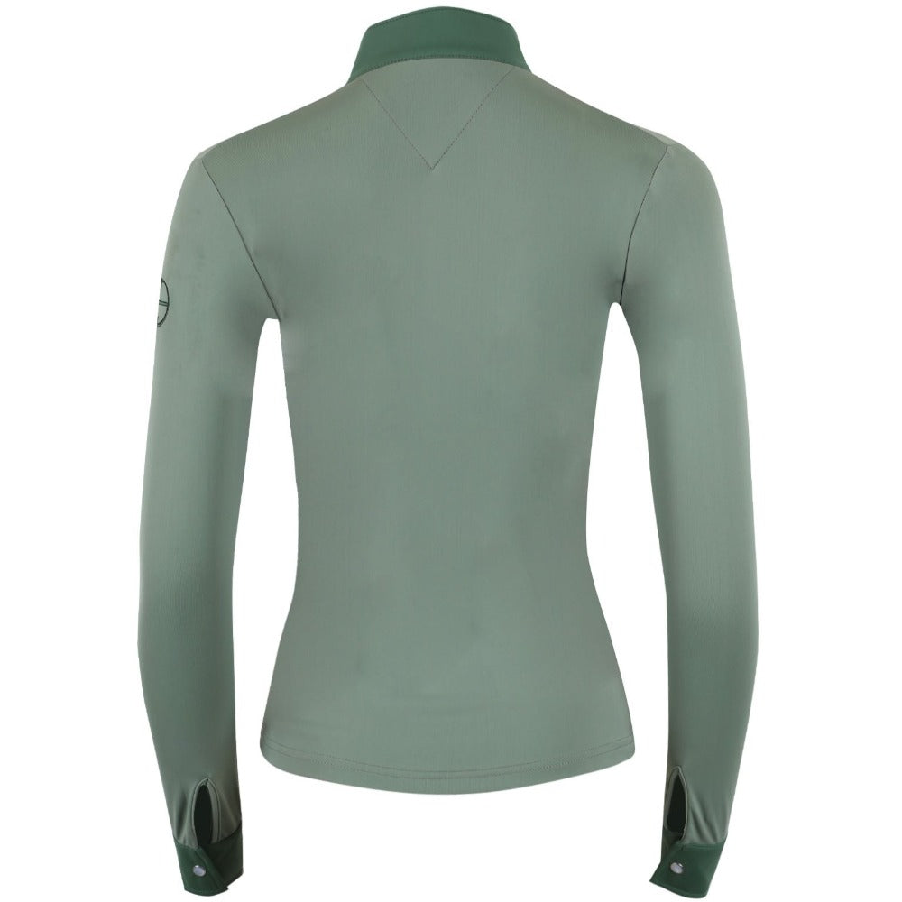 Roxana - Sage & Hunter Green Long Sleeve Riding Shirt  