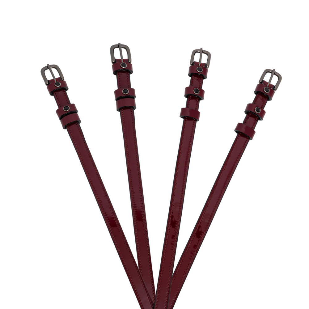 Hayworth Burgundy Patent Leather Spur Straps