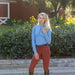 Heidi - Long Sleeve Riding Top with Crystal Fabric Trim  