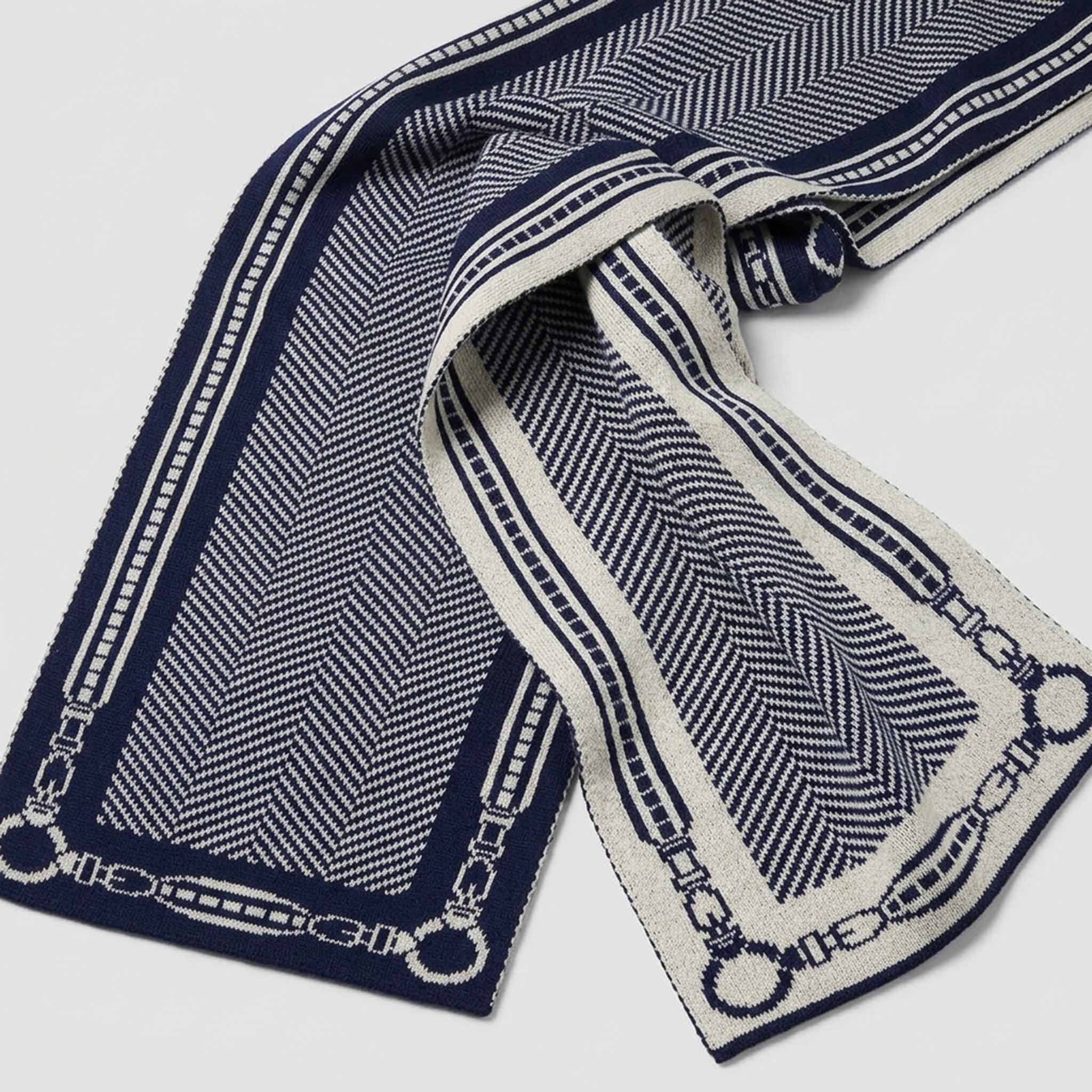 Reversible Sustainable Chevron Scarf - Equestrian Harness Herringbone