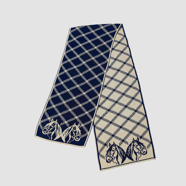 Reversible Sustainable Knit Stripe Geometric Scarf - Equestrian Plaid - Equine Exchange Tack Shop