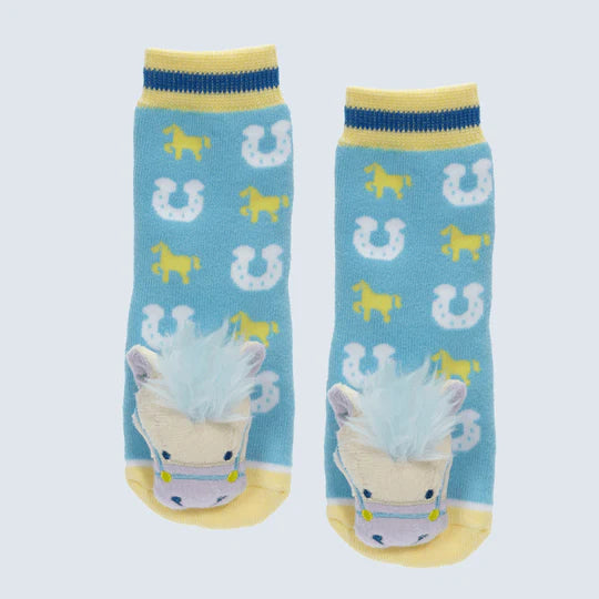 Messy Moose Lil' Traveler Blue Horse Baby Socks