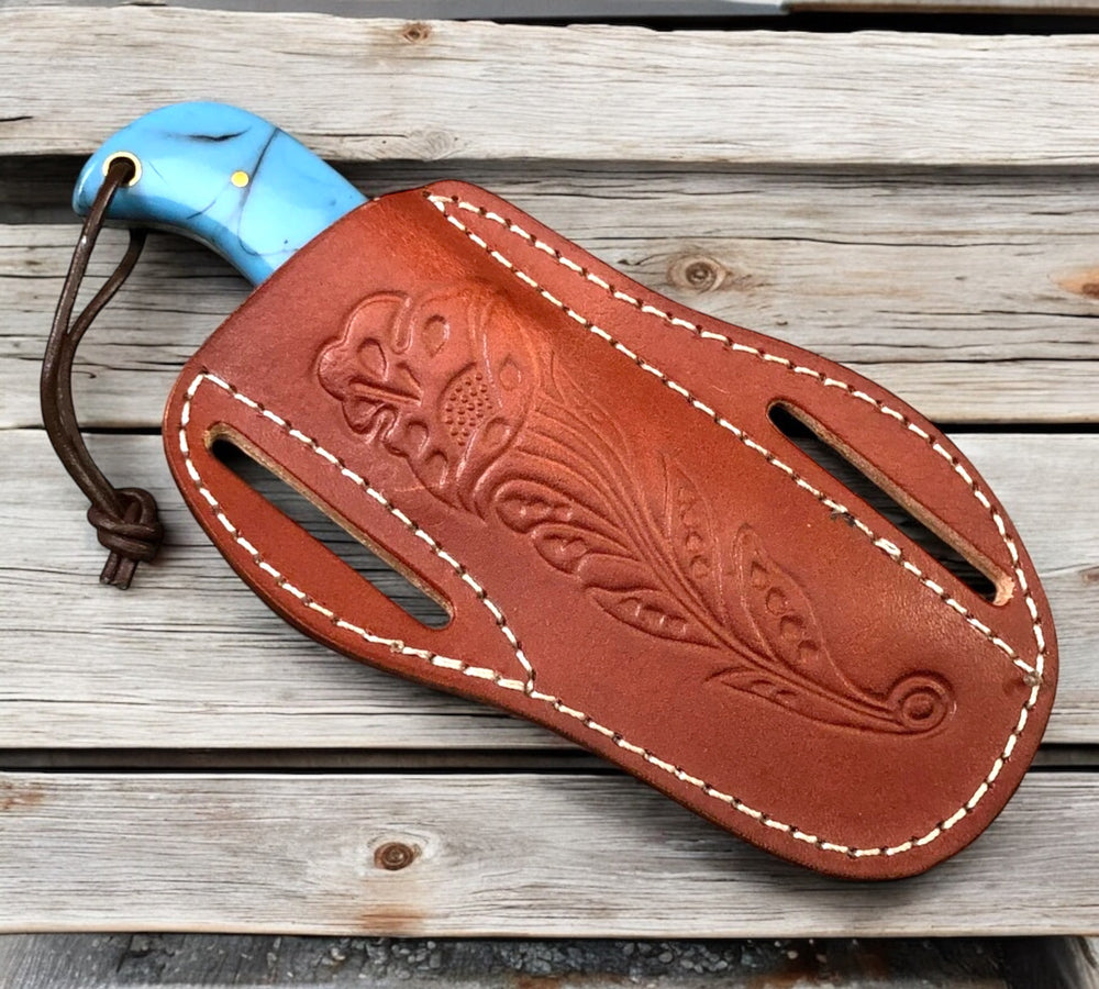 Custom Handmade Cowboy Castrating Knife – Rasp Tool Steel Blade with Resin Handle