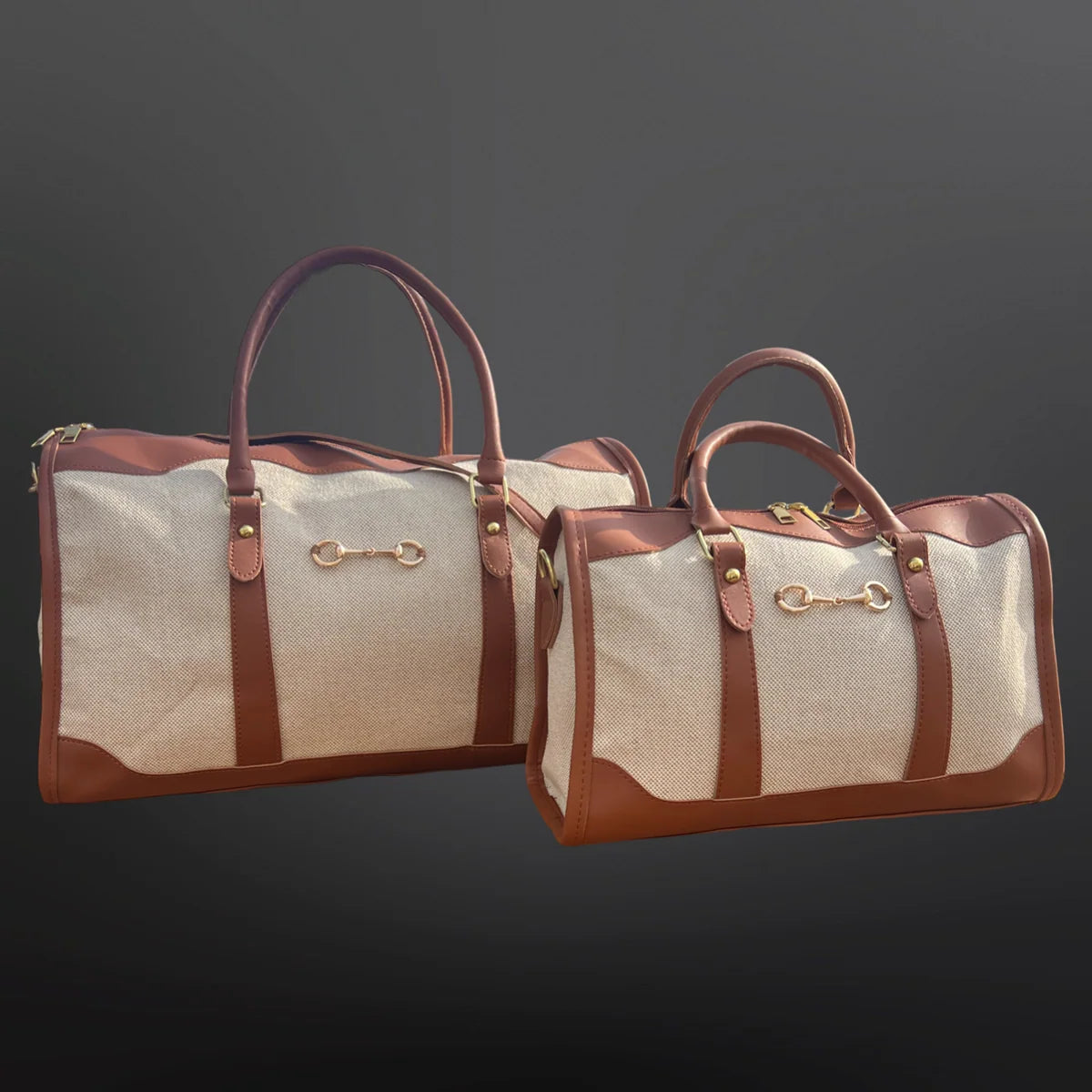 Faux Leather/Canvas Duffel Bag