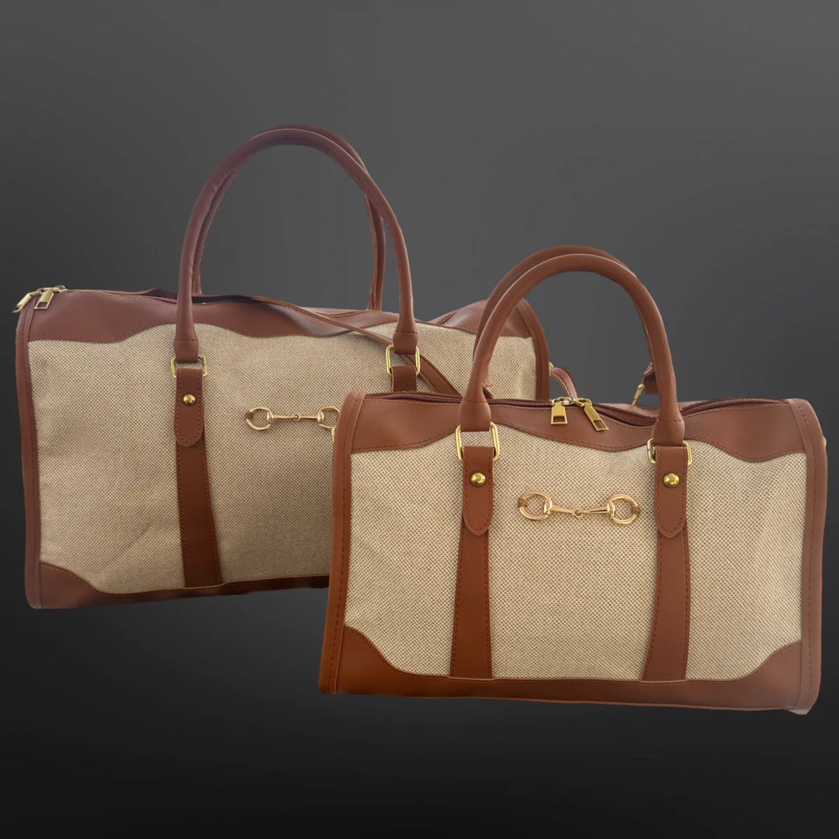 Faux Leather/Canvas Duffel Bag