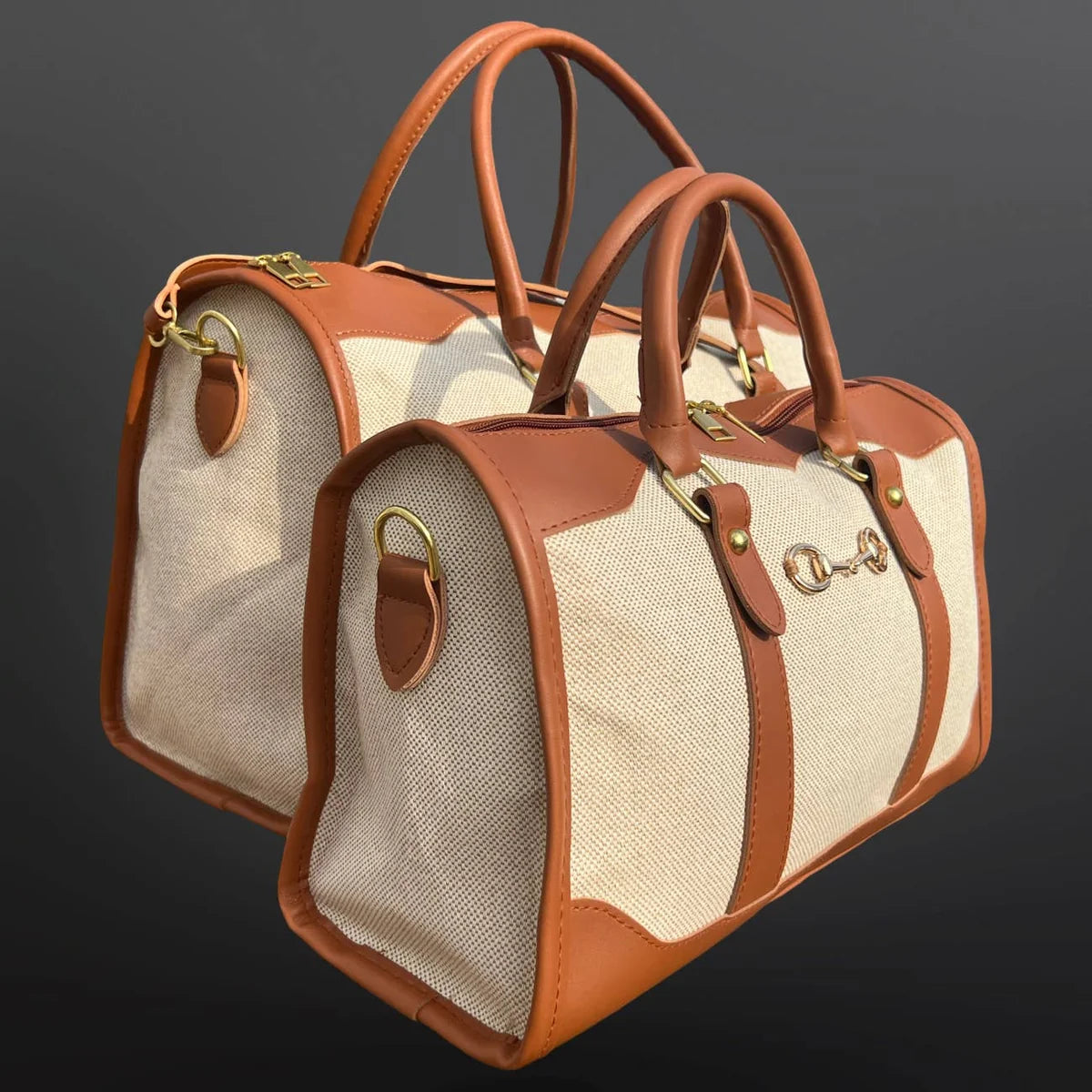 Faux Leather/Canvas Duffel Bag