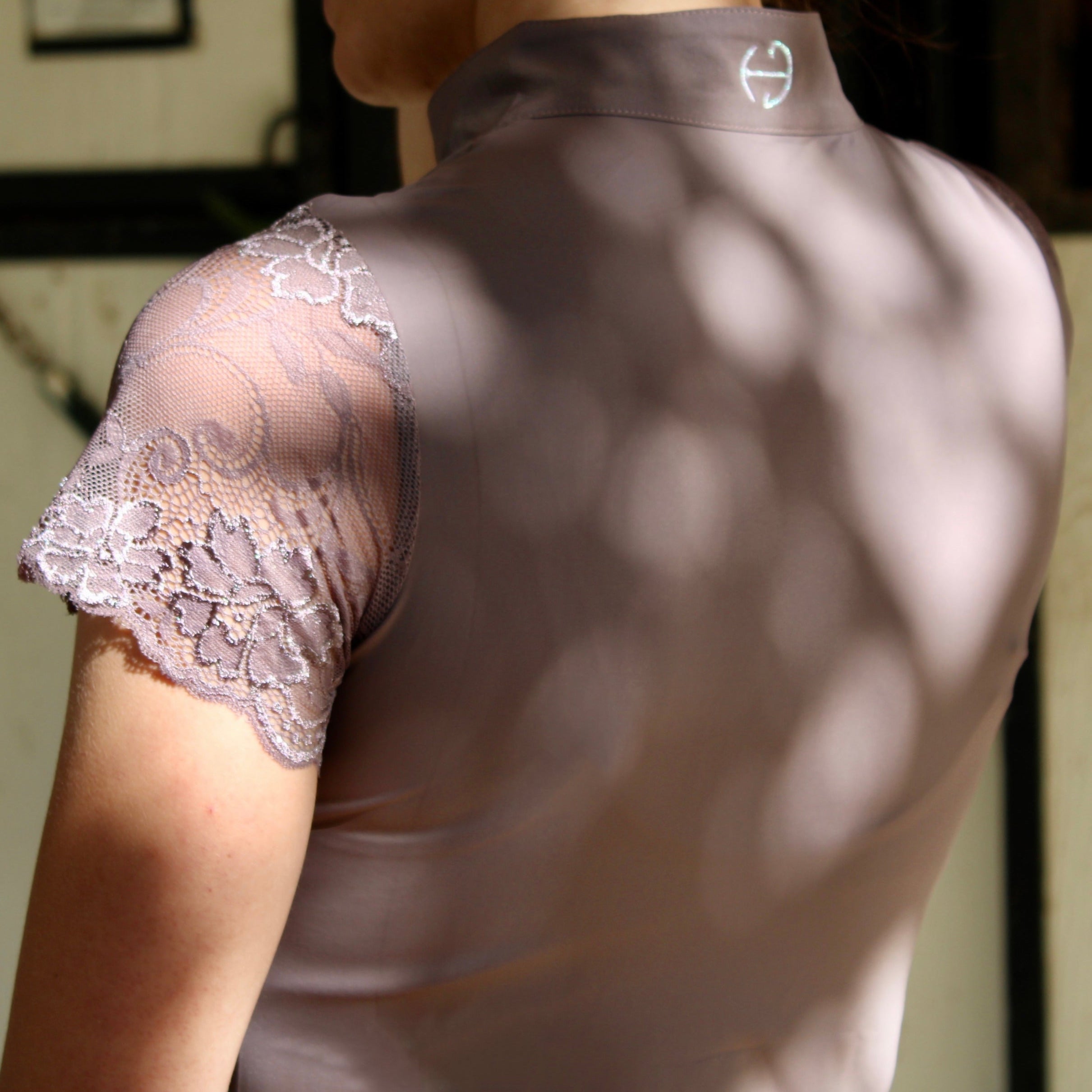 Tara - Taupe Short Sleeve Lace Competition Shirt - Equine Exchange Tack Shop