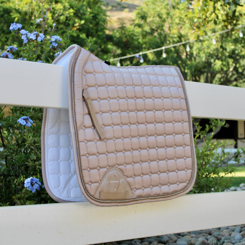 Satin Classic Dressage Saddle Pad - Champagne Cristal - Equine Exchange Tack Shop
