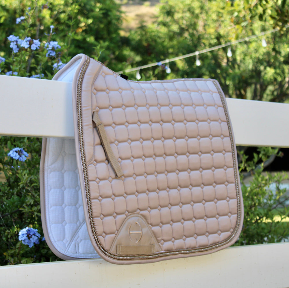 Satin Classic Dressage Saddle Pad - Champagne Cristal - Equine Exchange Tack Shop