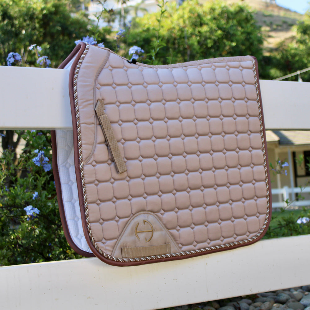 Satin Classic Dressage Saddle Pad - Champagne Taupe - Equine Exchange Tack Shop