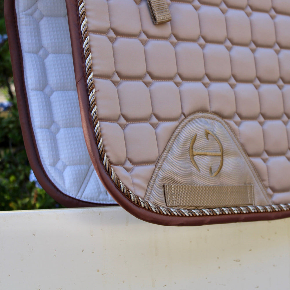 Satin Classic Dressage Saddle Pad - Champagne Taupe - Equine Exchange Tack Shop