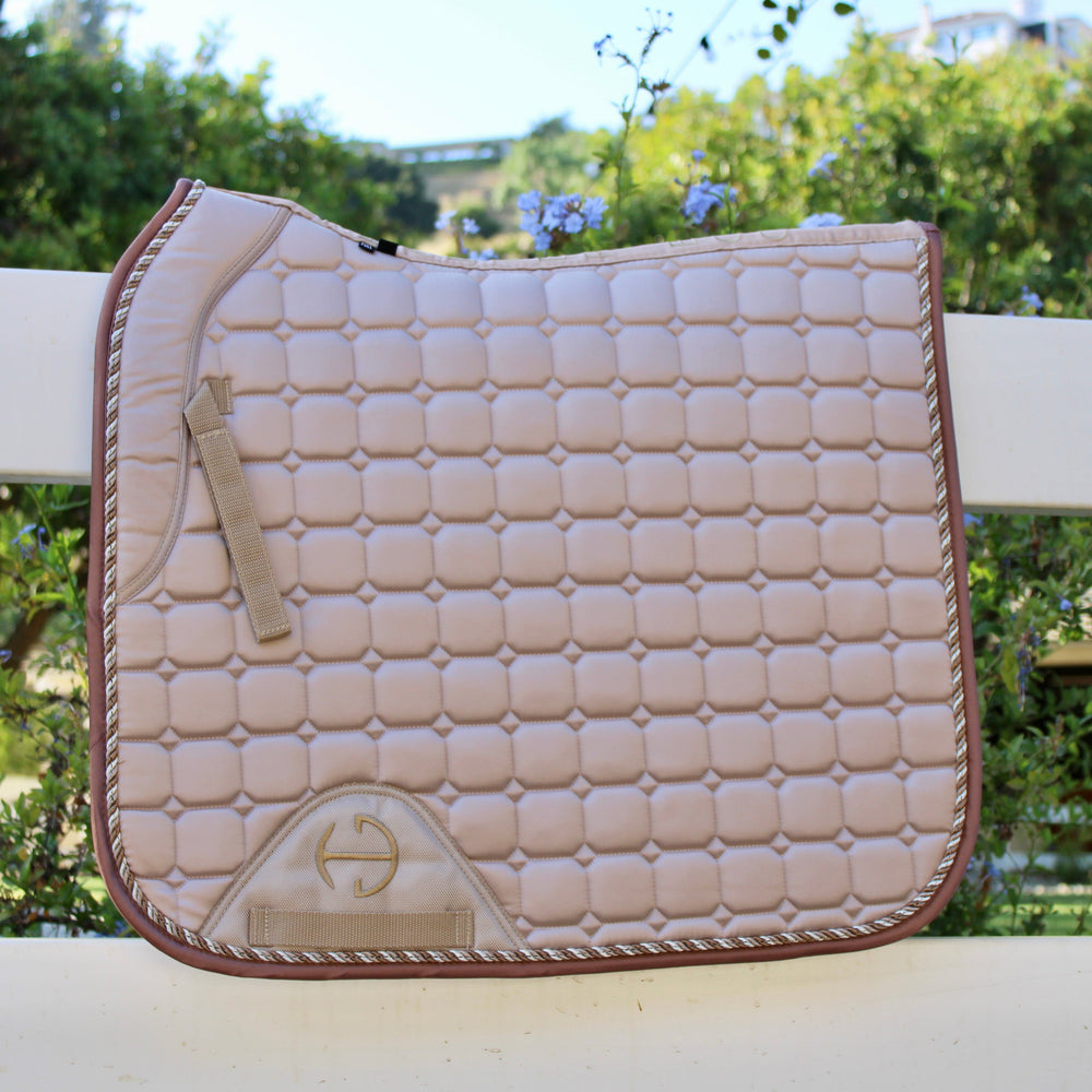 Satin Classic Dressage Saddle Pad - Champagne Taupe - Equine Exchange Tack Shop
