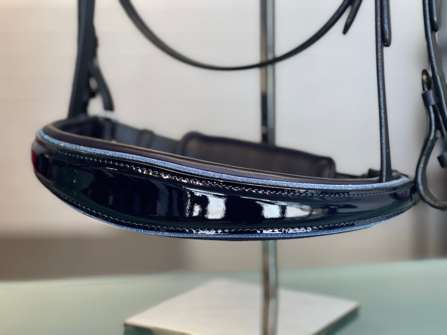 The Bluebell - Navy Patent Leather Snaffle Bridle with REMOVABLE FLASH - Equine Exchange Tack Shop