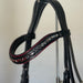 The Hayworth - Black Patent Snaffle with Burgundy Patent Piping & Removable Flash - Equine Exchange Tack Shop