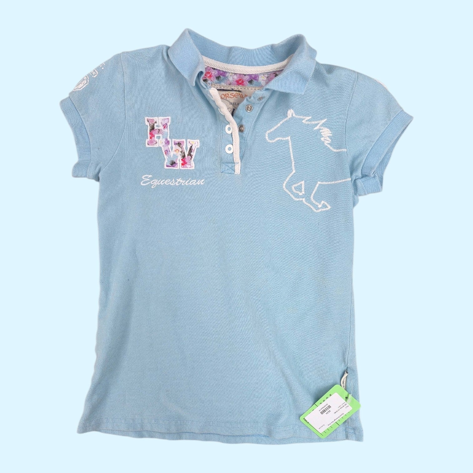 Horseware Girls Short Sleeve Polo in Blue - CH 9/10