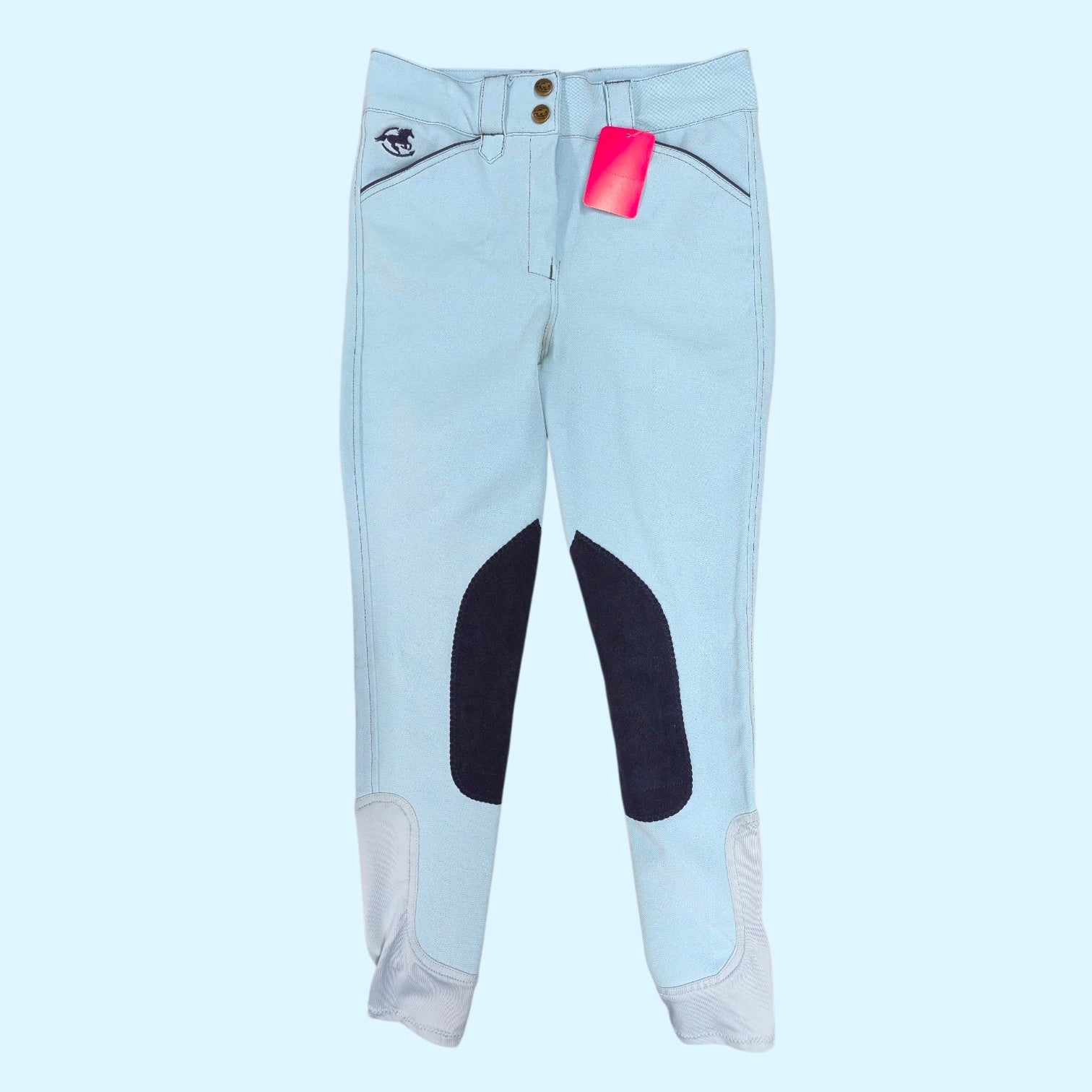 SmartPak Girls Knee Patch Breech in Light Blue - 12