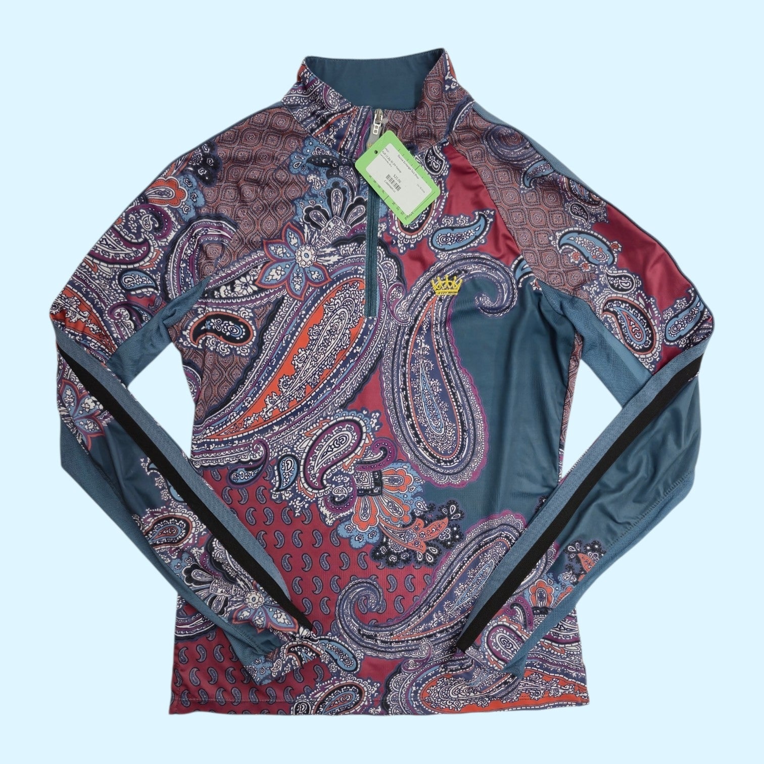 Kastel Long Sleeve Sun Shirt in Teal Paisley - Small
