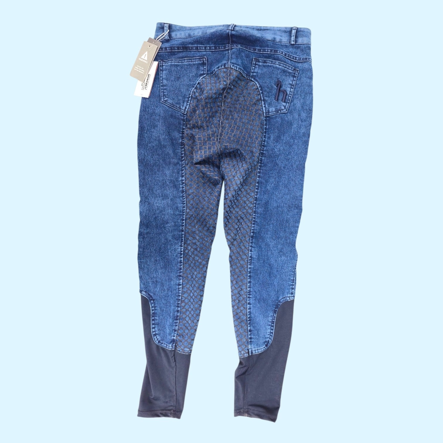 Horze Delia Full Seat Denim Breeches in Blue - 28
