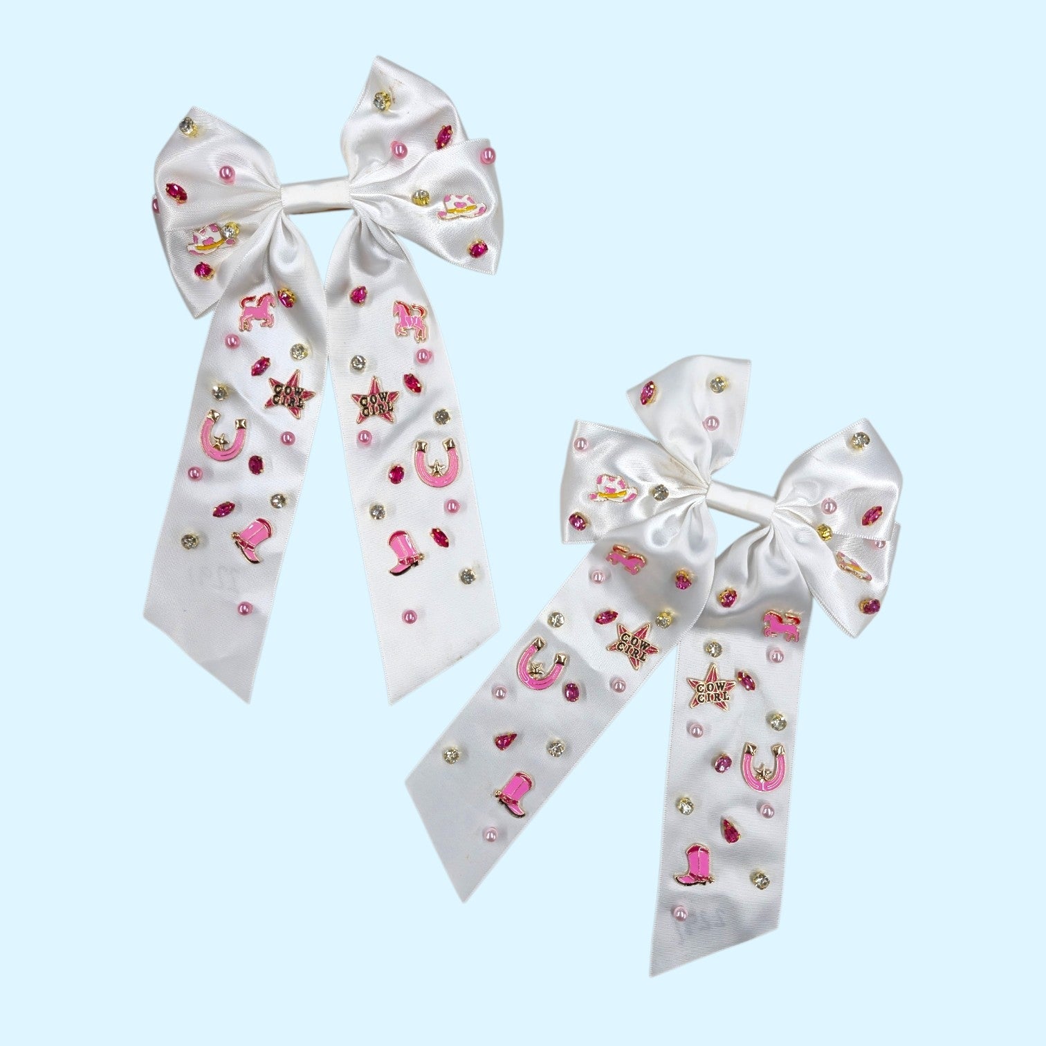 Girls' Show Bows in White/Pink