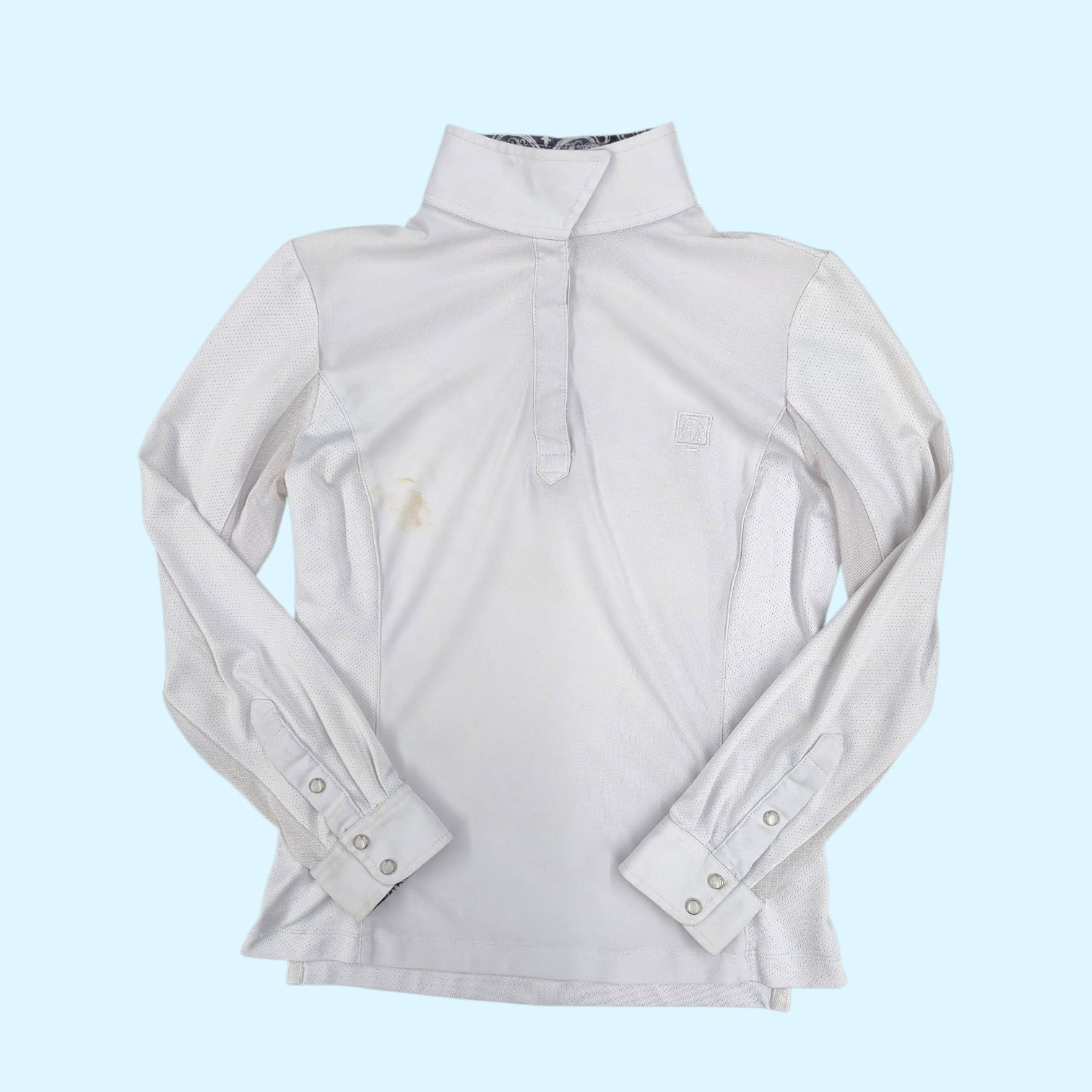 Romfh Kids Long Sleeve Show Shirt in White with Gray - CH Medium