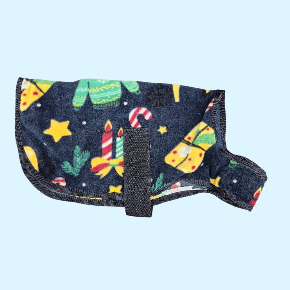 Horze Christmas Print Fleece Dog Coat - Navy - 20"  