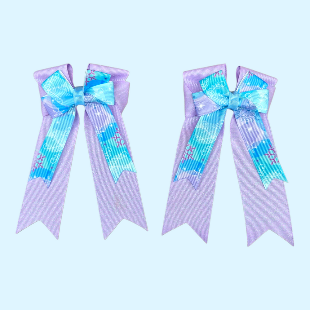 Girls Hair Show Bows in Lilac/Blue  