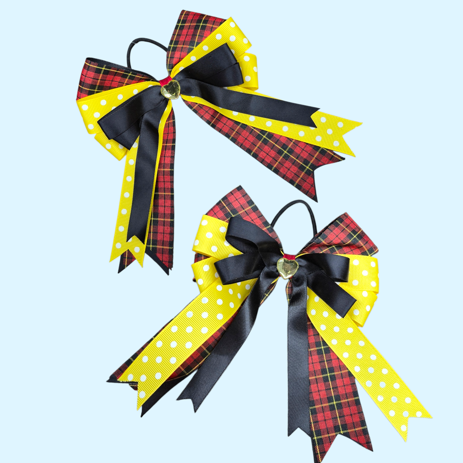 Girls Hair Show Bows in Black/Yellow/Red  