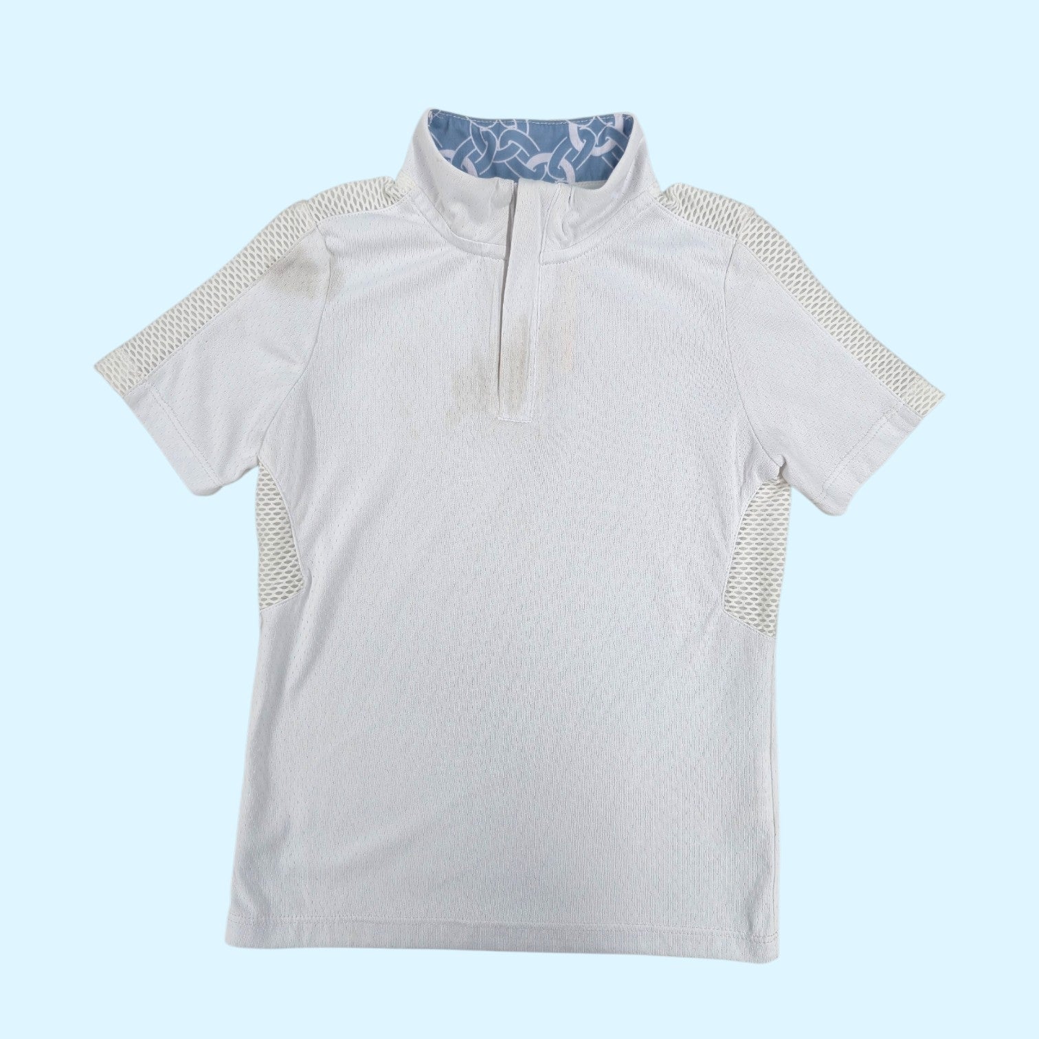 HKM Kids Short Sleeve Show Shirt in White w/ Blue - CH 6/7