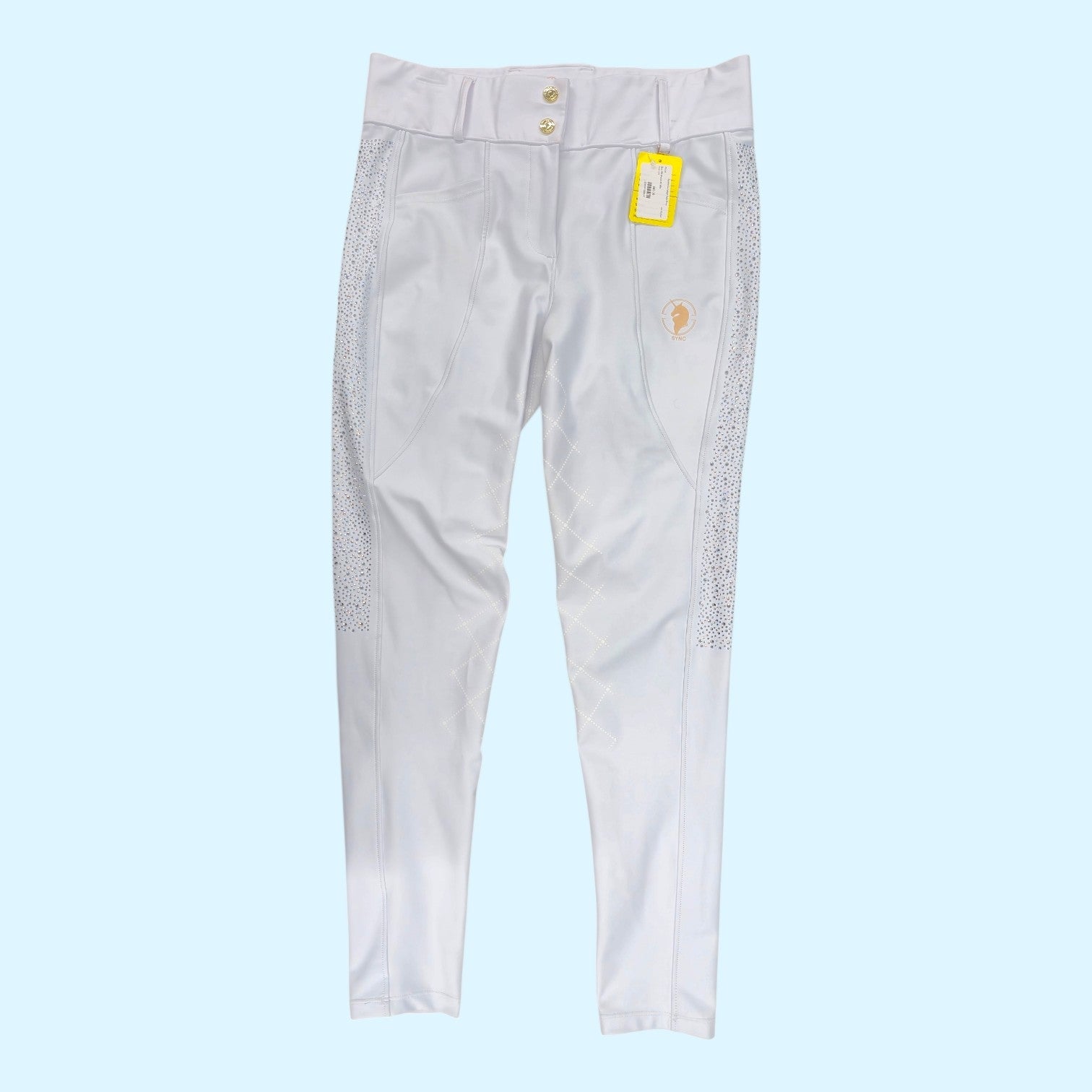 Sync Dragon Rhinestone Full Seat Breech in White - XL