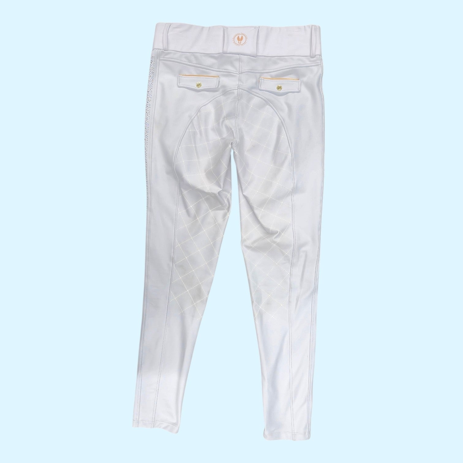 Sync Dragon Rhinestone Full Seat Breech in White - XL
