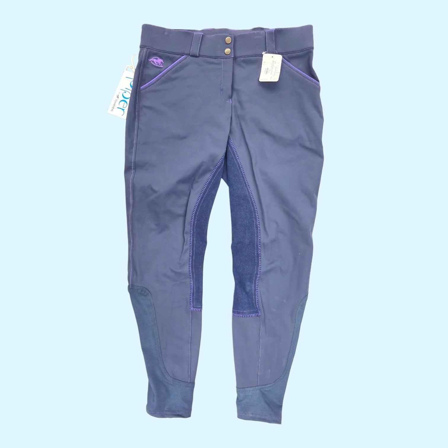 Smartpak Piper Evolution Suede Full Seat Breech in Navy/Purple - 32R