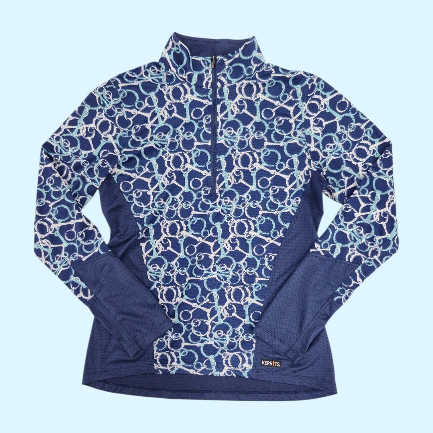 Kerrits Ladies Long Sleeve IceFil Sun Shirt in Navy/Teal - Small