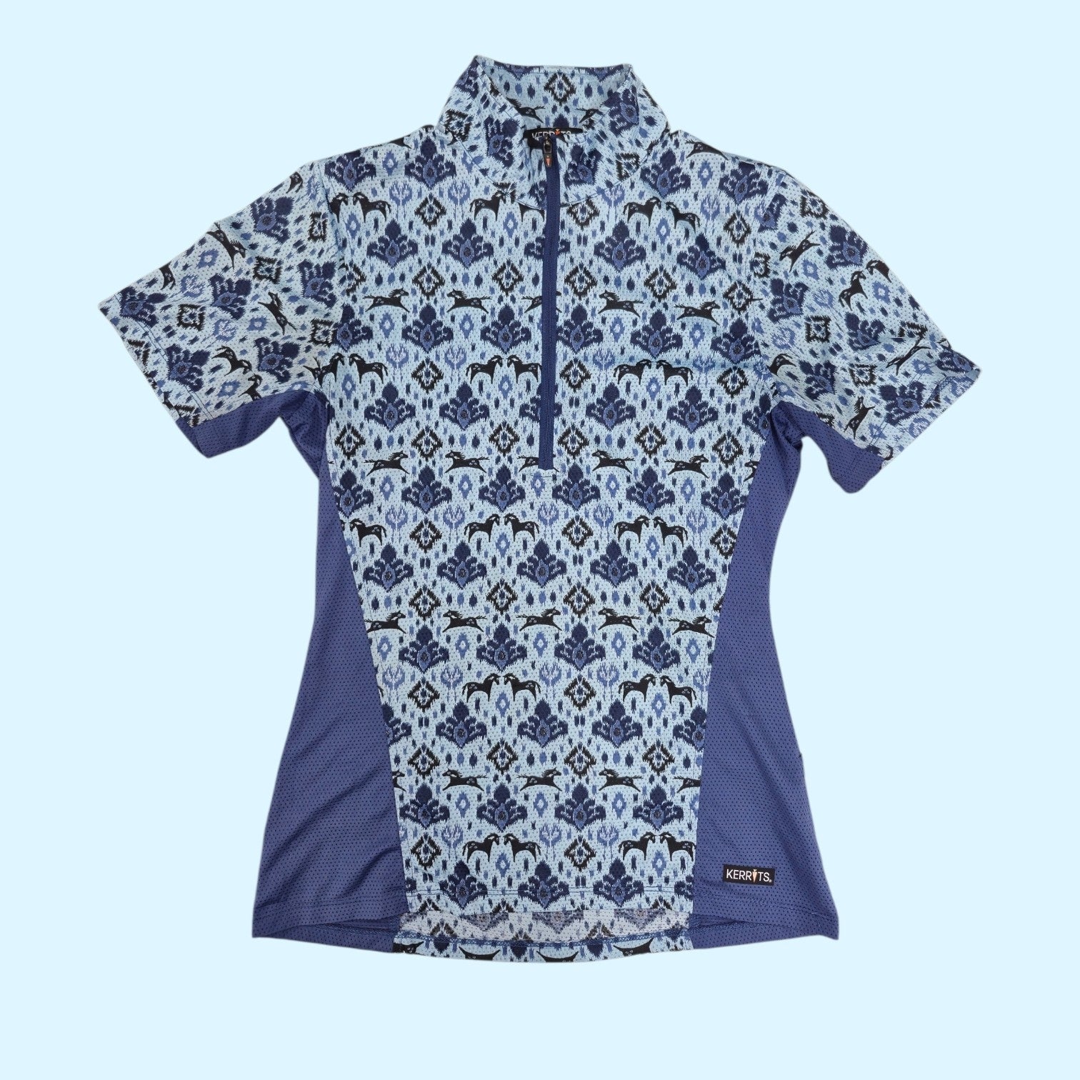 Kerrits Ladies Short Sleeve IceFil Sun Shirt in Navy/Blue - Extra Small