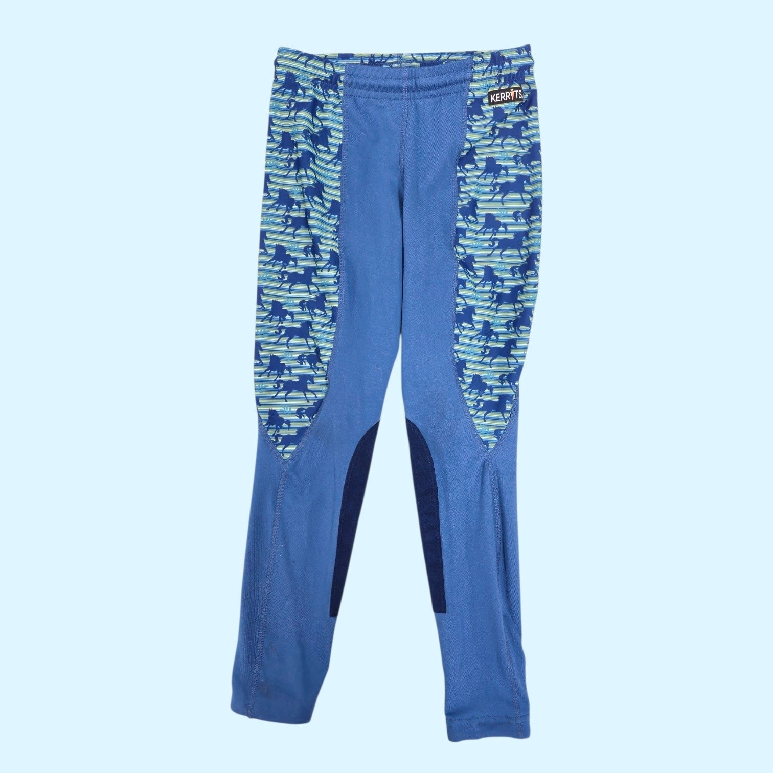 Kerrits Kids Knee Patch Tights in Blue/Green - Small