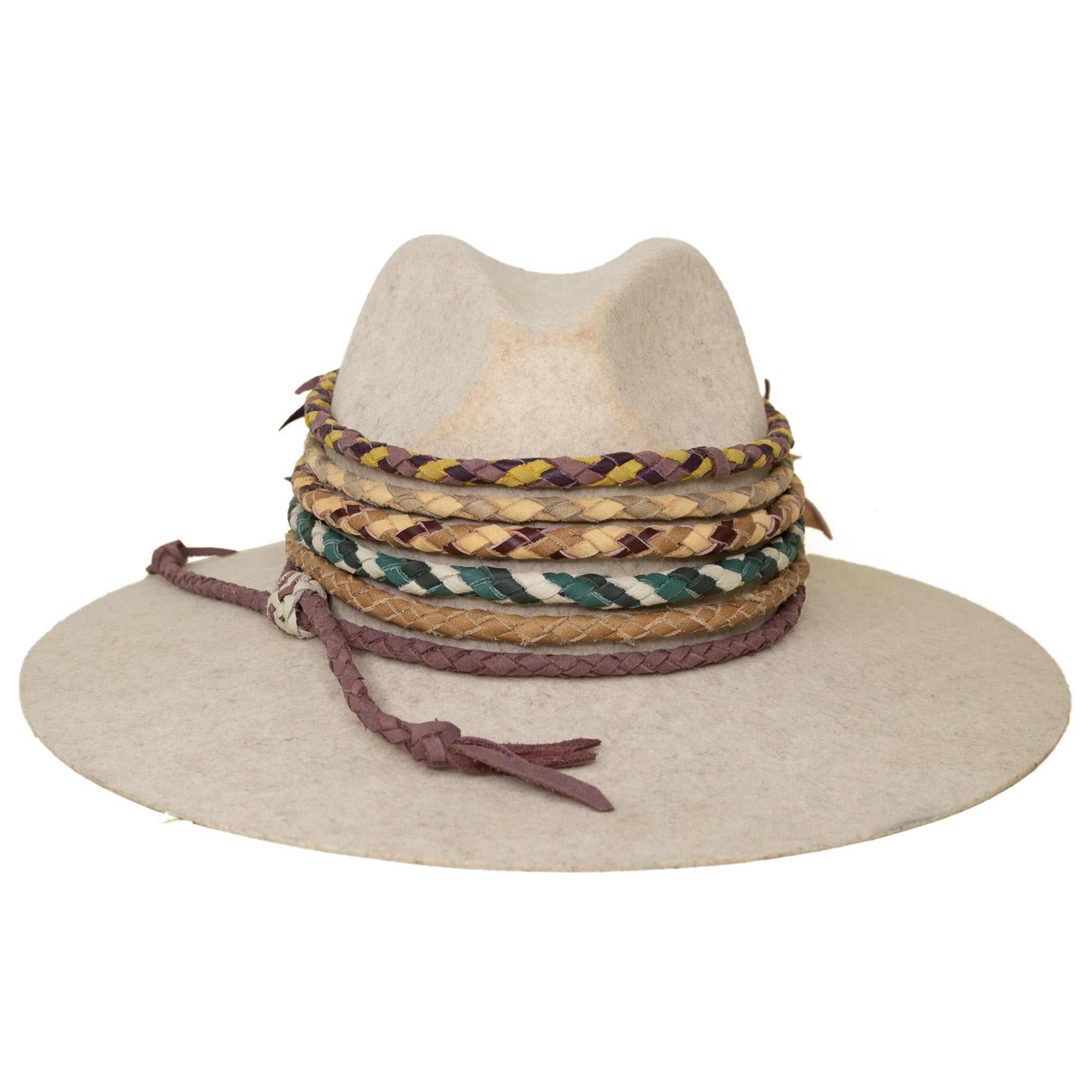 1948 Braided Hat Band: Tan/Burgundy
