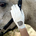 Halter Ego® Competition Gloves - Silver Gray Glitter & Crystal Logo - Equine Exchange Tack Shop