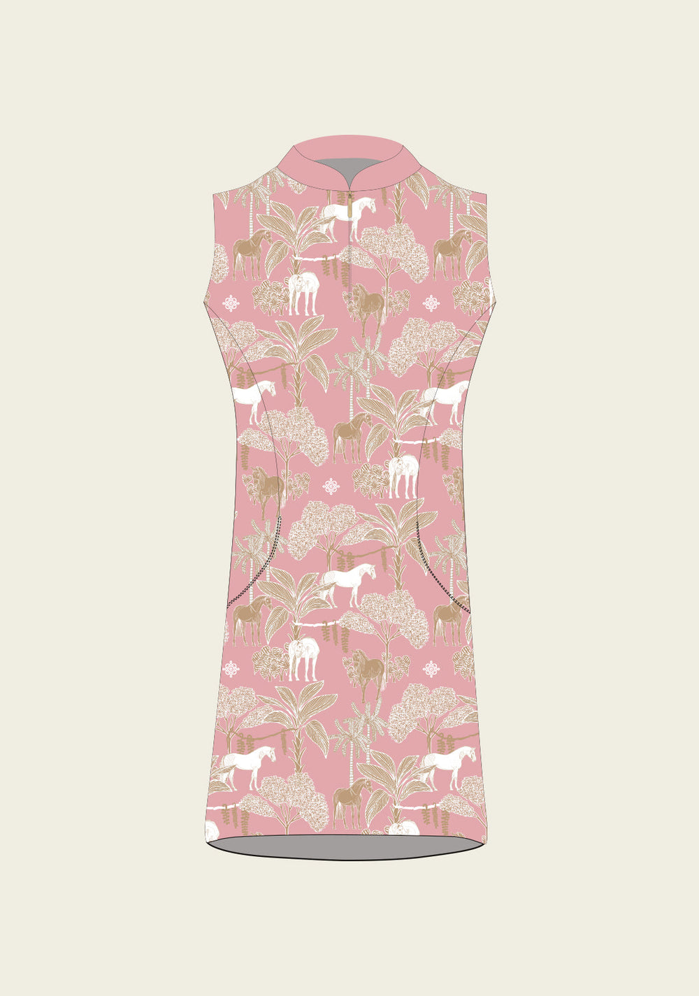 Island Horses on Rose Golf Dress - Equine Exchange Tack Shop