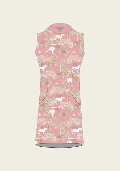 Island Horses on Rose Golf Dress - Equine Exchange Tack Shop