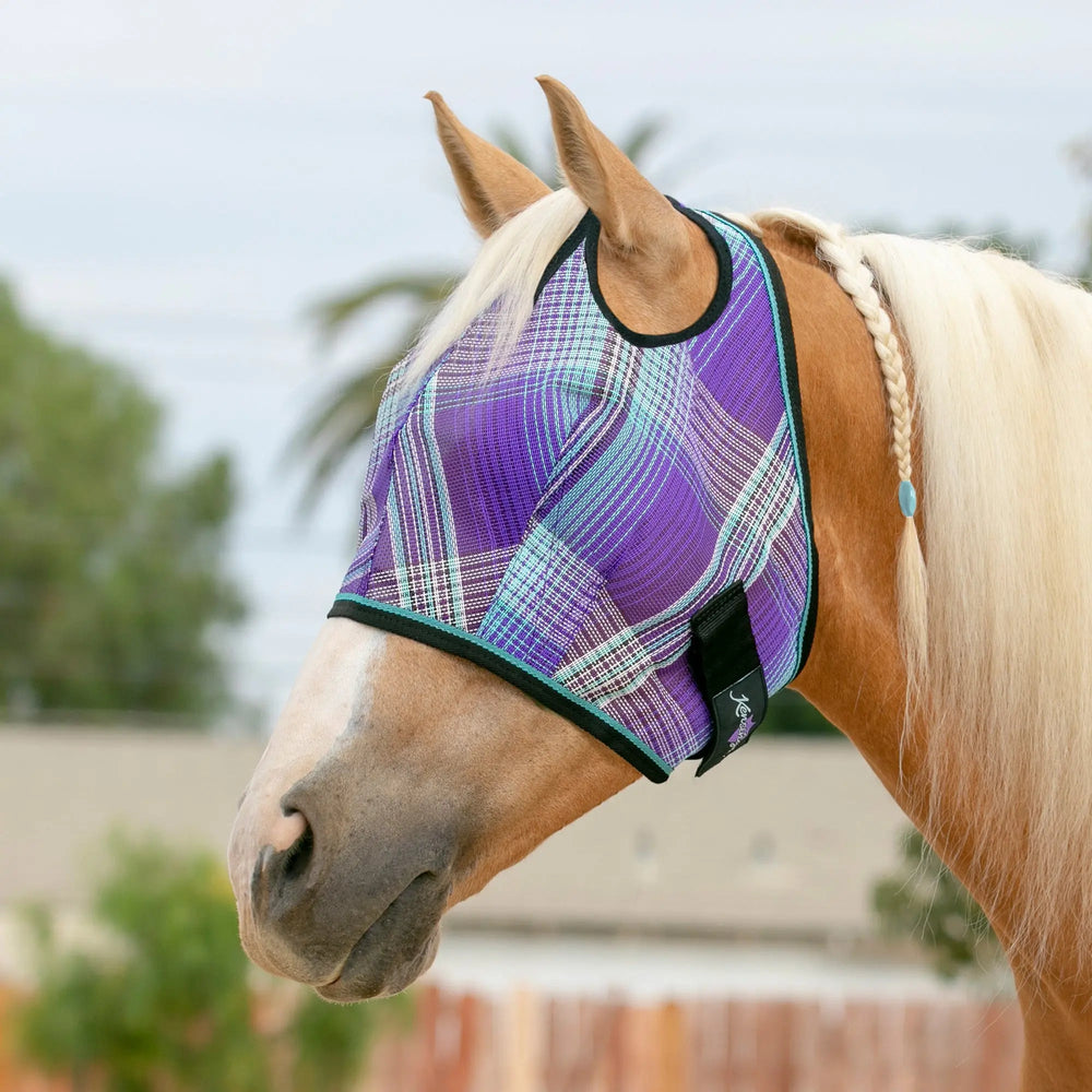 Fly Mask with Web Trim - Dual Ear Opening - 73% UV Blocking - Equine Exchange Tack Shop