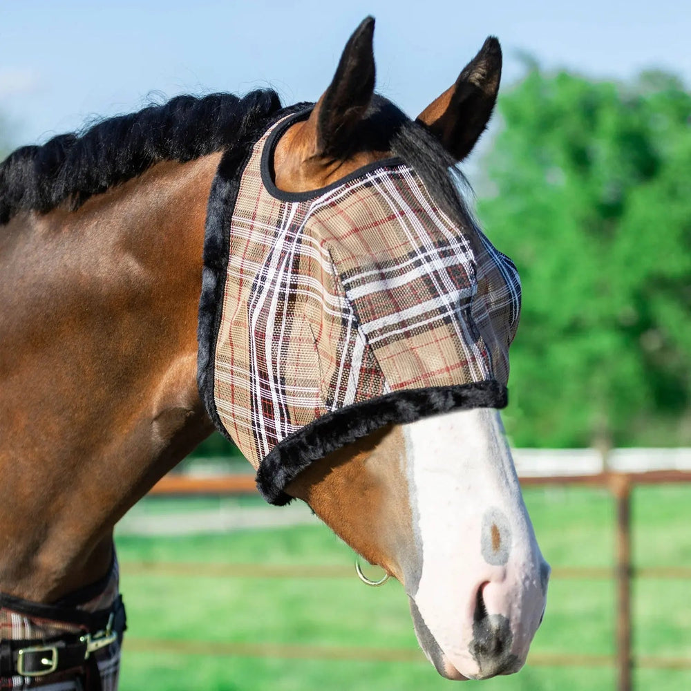 Fly Mask with Fleece Trim - Open Ear Design - 73% UV Blocking - Equine Exchange Tack Shop
