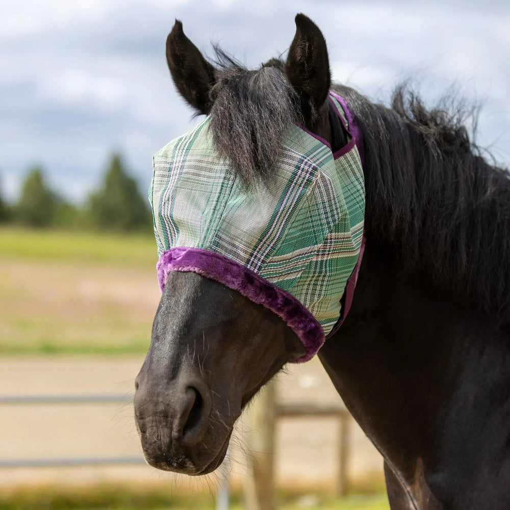 Draft Fly Mask with Fleece Trim - Open Ear Design - 73% UV Blocking - Equine Exchange Tack Shop