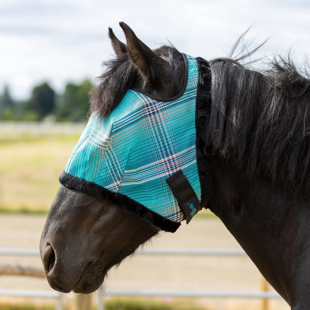 Draft Fly Mask with Fleece Trim - Open Ear Design - 73% UV Blocking - Equine Exchange Tack Shop