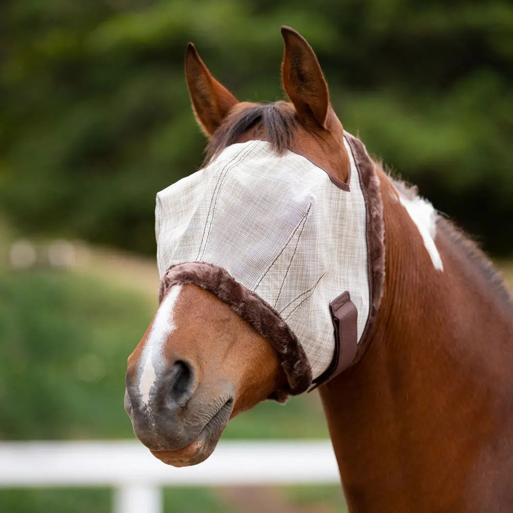 Fly Mask with Fleece Trim - Open Ear Design - 73% UV Blocking - Equine Exchange Tack Shop
